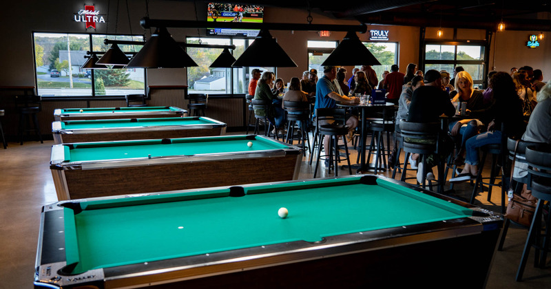 Interior, pool tables