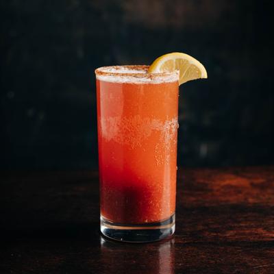 Glass of michelada.