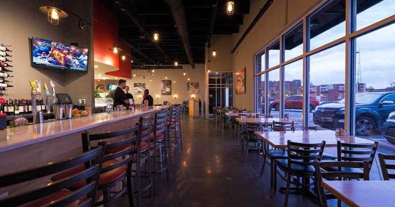 Bar area and tables by the windows