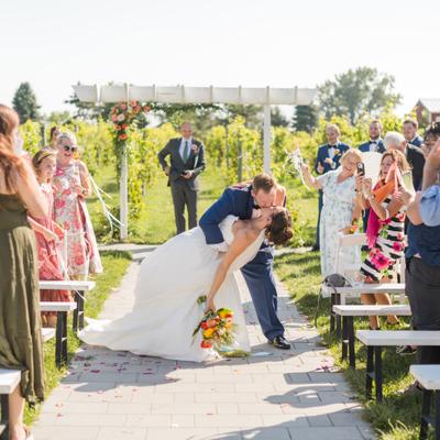 Couple in the Wedding Ceremony Space at Next Chapter Winery.