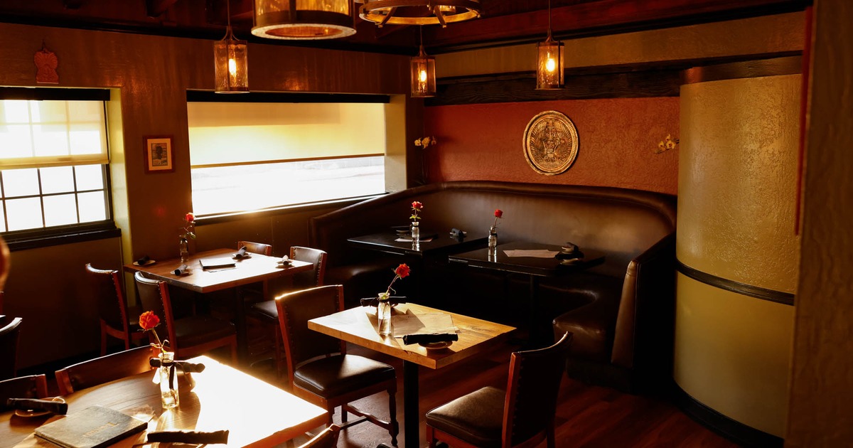 Interior, dining tables, chairs, sofa