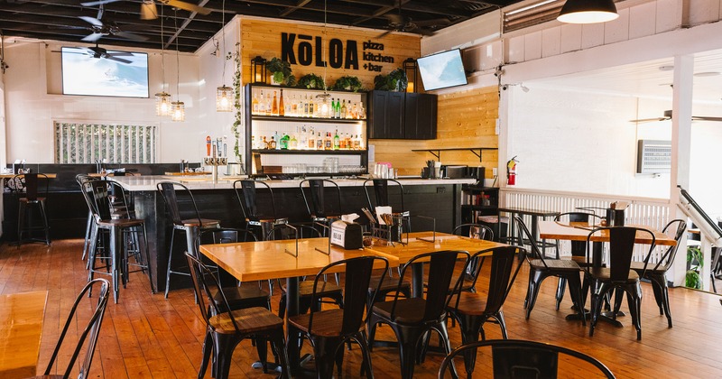 Cozy interior dining area and bar