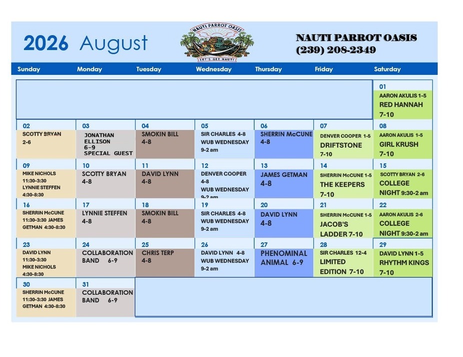 Oasis Events Calendar