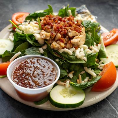 Spinach Salad with house dressing on the side.