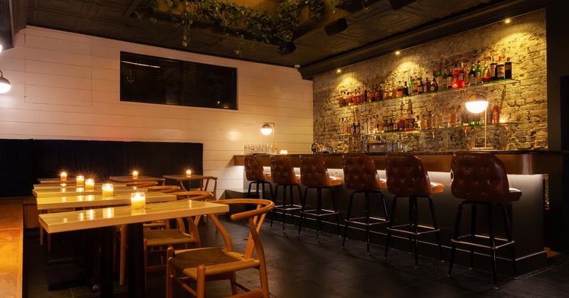 Seating area with lit candles