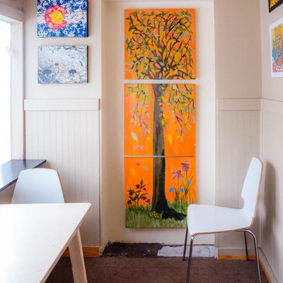 Interior, seating and wall artworks