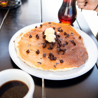 Pancakes, syrup on the side