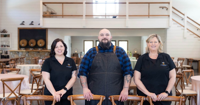 Staff posing inside Daphne's Catering