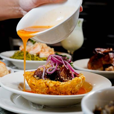 A meal being served.