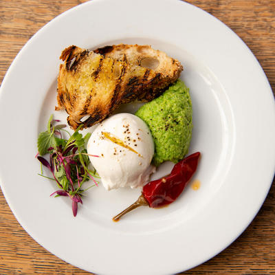 Avocado cream and toast dish