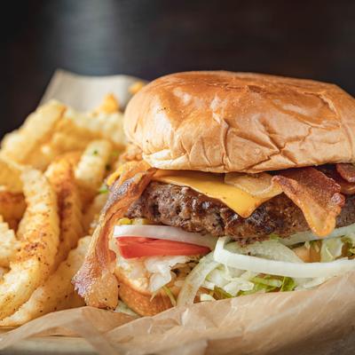 All American Burger, served with fries
