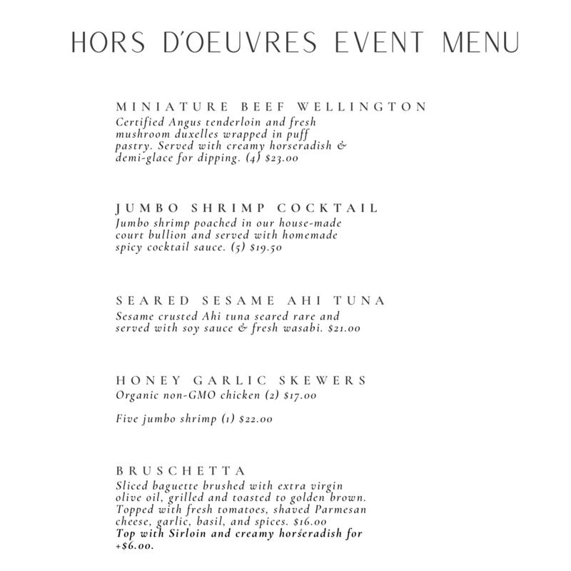 Hors d'Oeuvres Event Menu photo