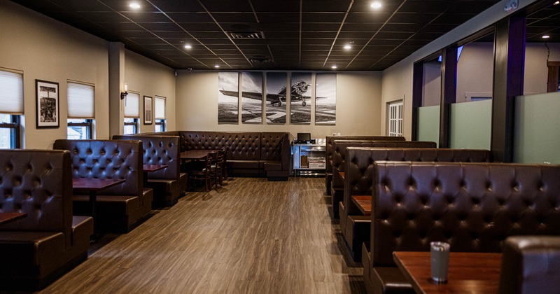 Interior, seating space, booths