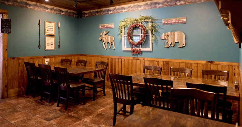 Dining space, tables for multiple people