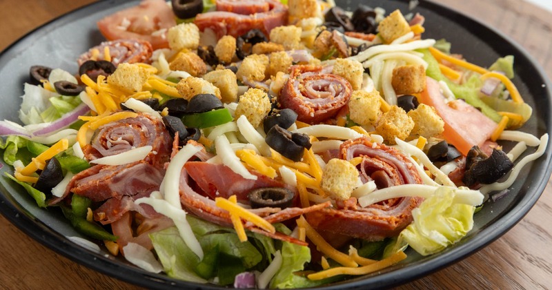 Spinach and feta pizza, close-up