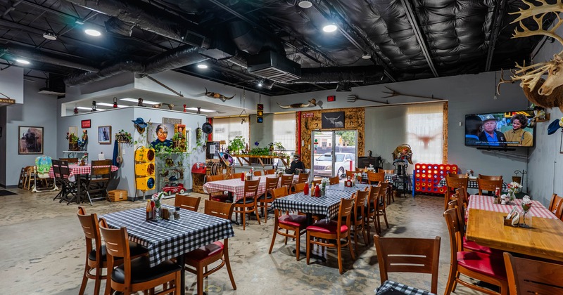 Interior, tables and seats
