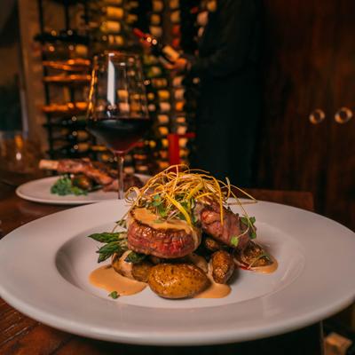 Tenderloin Medallions sauteed in a  Sauce, Served with Roasted Potatoes & Asparagus.