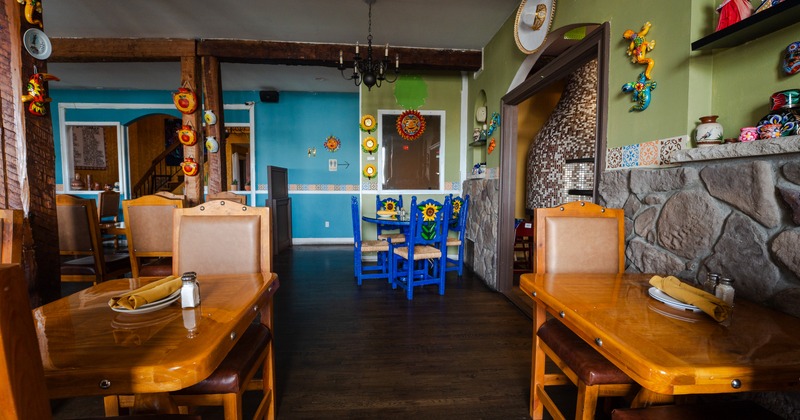Interior, vibrant dining area