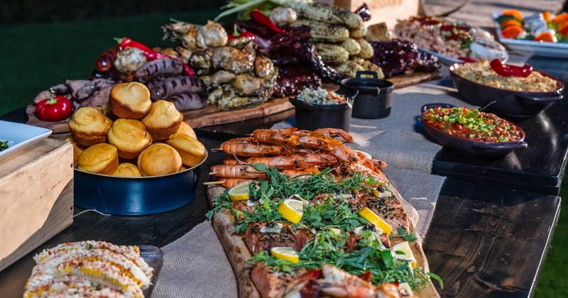 Asortiment of dishes served on the table