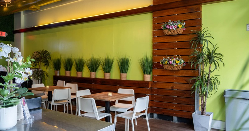 Interior, seating place with tables and chairs