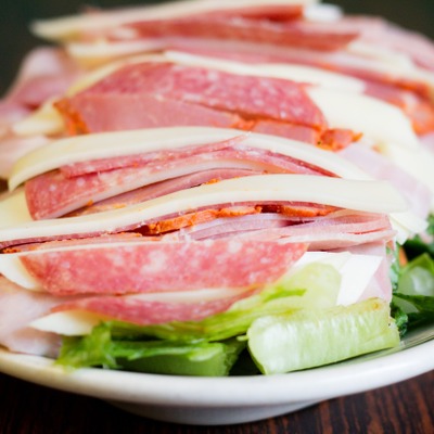 Antipasto salad, closeup.