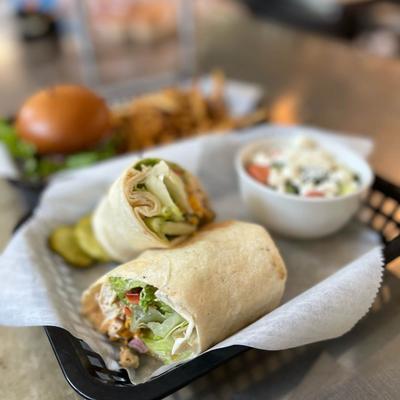 Chicken wrap with side salad