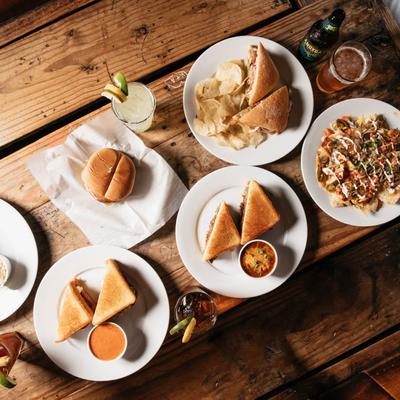 Several dishes served, top view