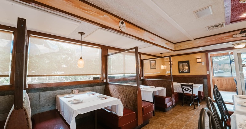 Interior, wooden booths