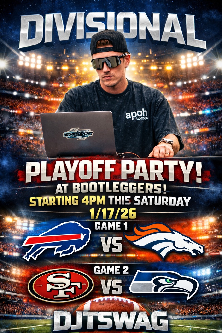 🏈🔥 DIVISIONAL PLAYOFF SATURDAY PARTY AT BOOTLEGGERS 🔥🏈 event photo