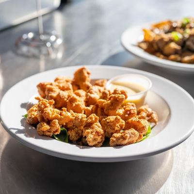 A serving of a fritter dish.