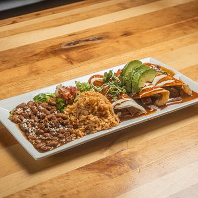 Grilled carne asada enchiladas.