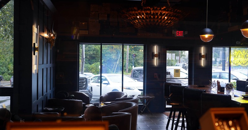 Wide view to a seating and smoking place