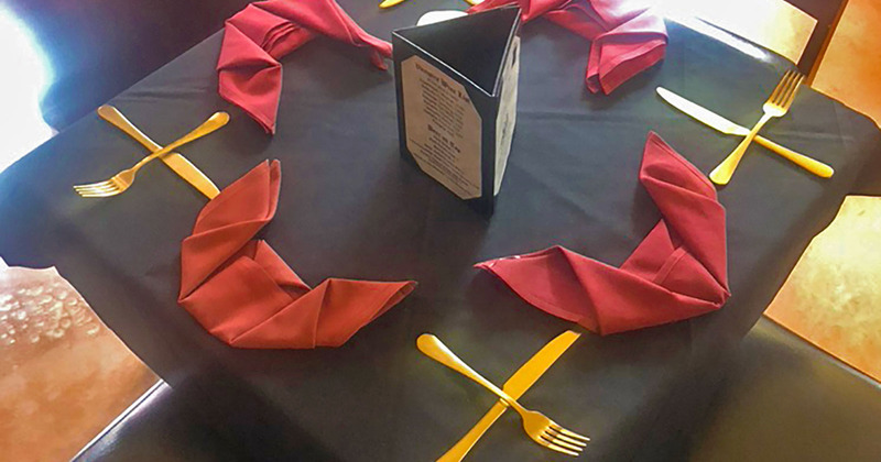 Table for four ready for guests