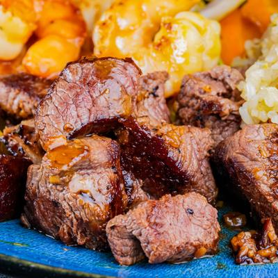 Hibachi grilled Filet Mignon and scallops.