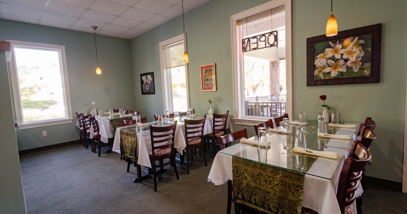Interior, tables and chairs