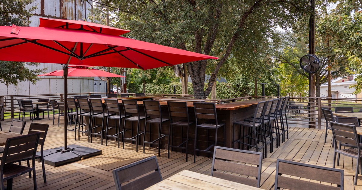 Exterior seating area by the three