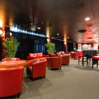 Seating area with tables.