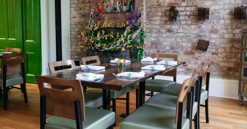 Interior, table set for seven persons