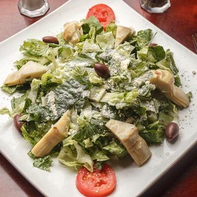 Salad served, top view