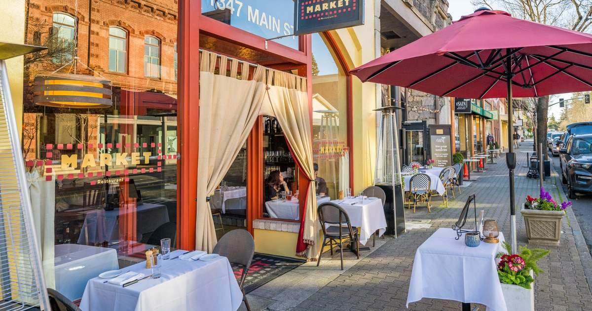 Exterior, terrace, diner tables and chairs