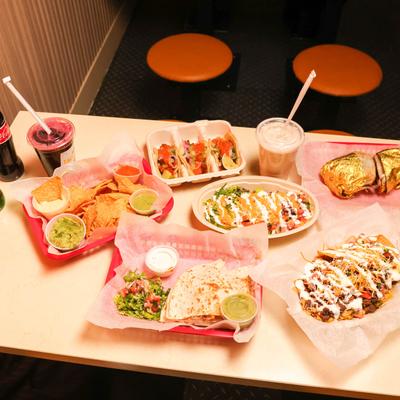 Various food and drinks.