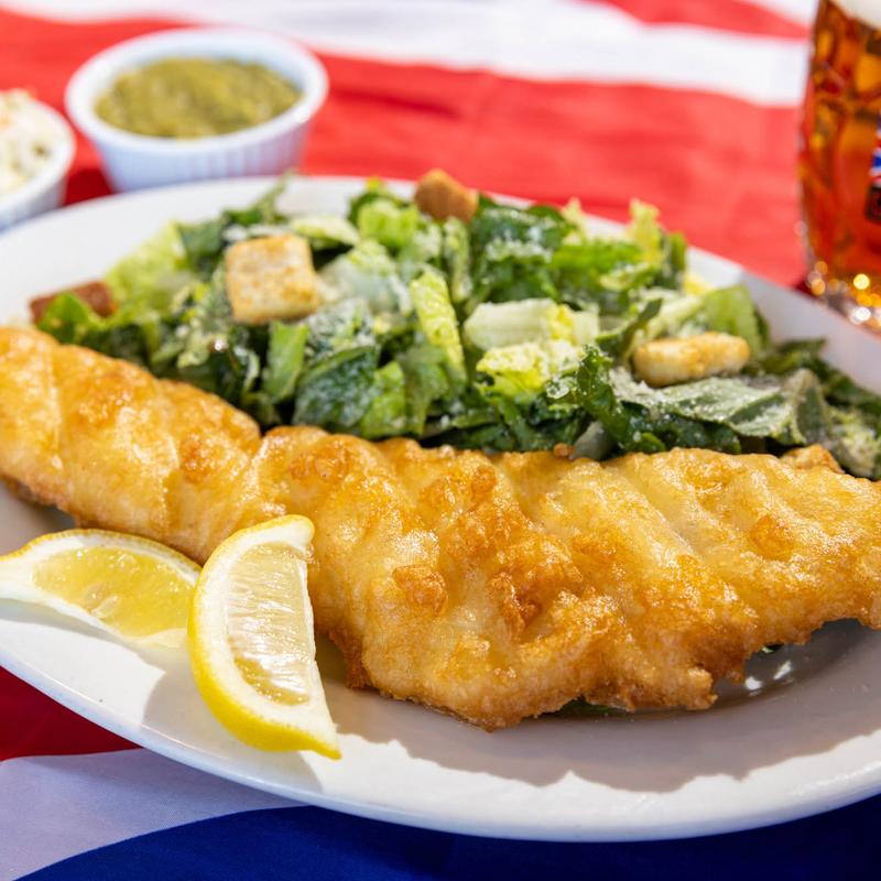 English Beer Battered Fish + Caesar Salad photo