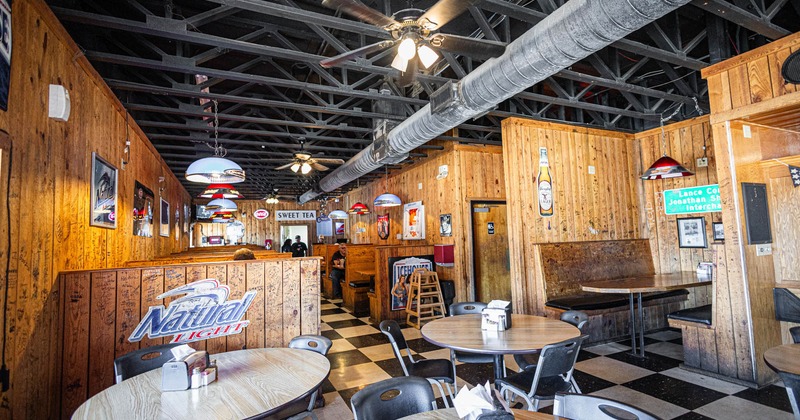 Interior, wide view of seating area