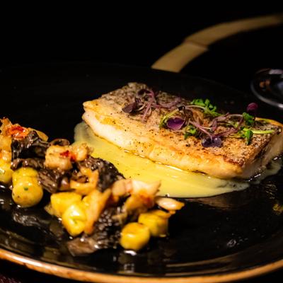 Pacifico Striped Bass served