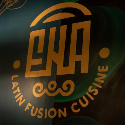 The restaurant's name on the wall.