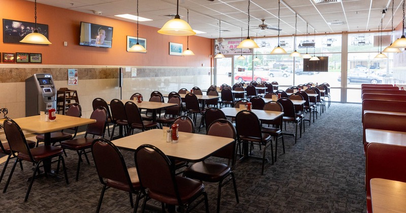 Interior tables set and ready for guests