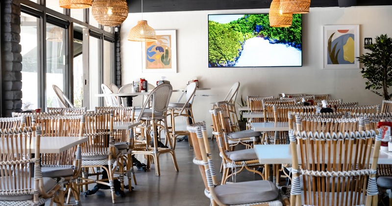 Interior, seating area near the windows