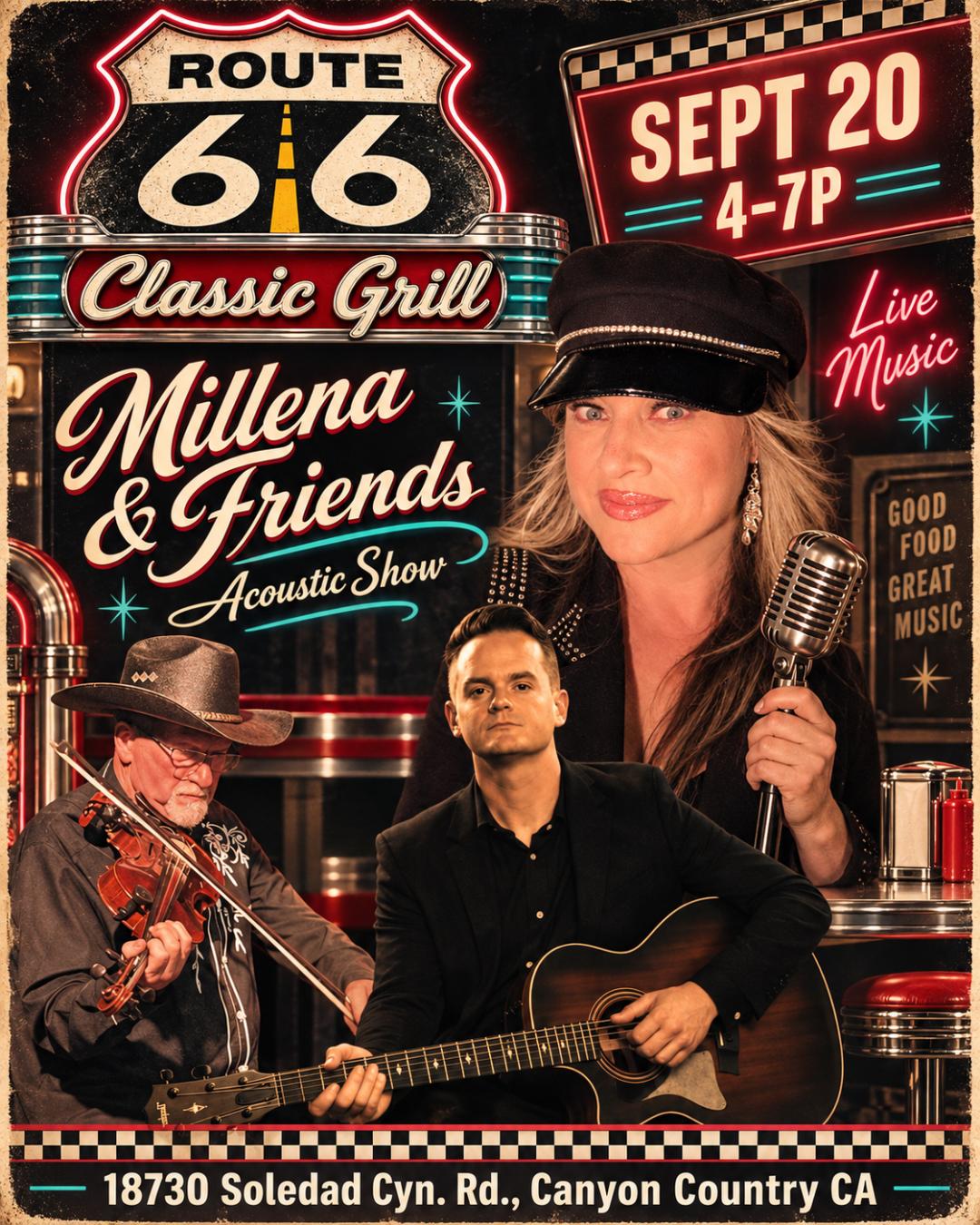 Acoustic Show by Millena and Friends Sunday Sept 20th 4pm