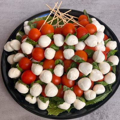 Platter of Caprese skewers.