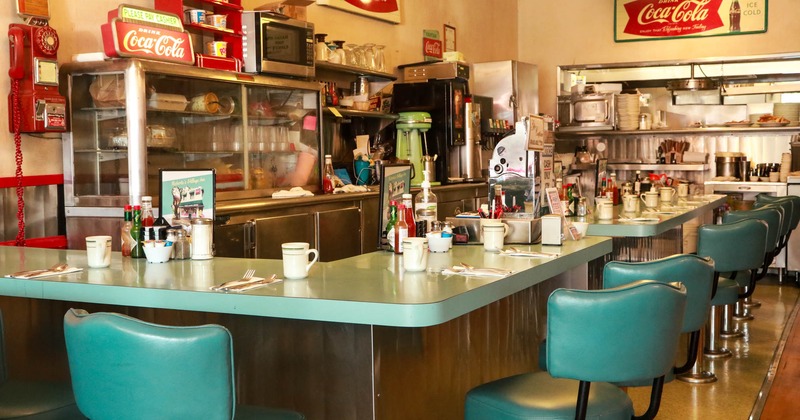 Bar area with bar stools